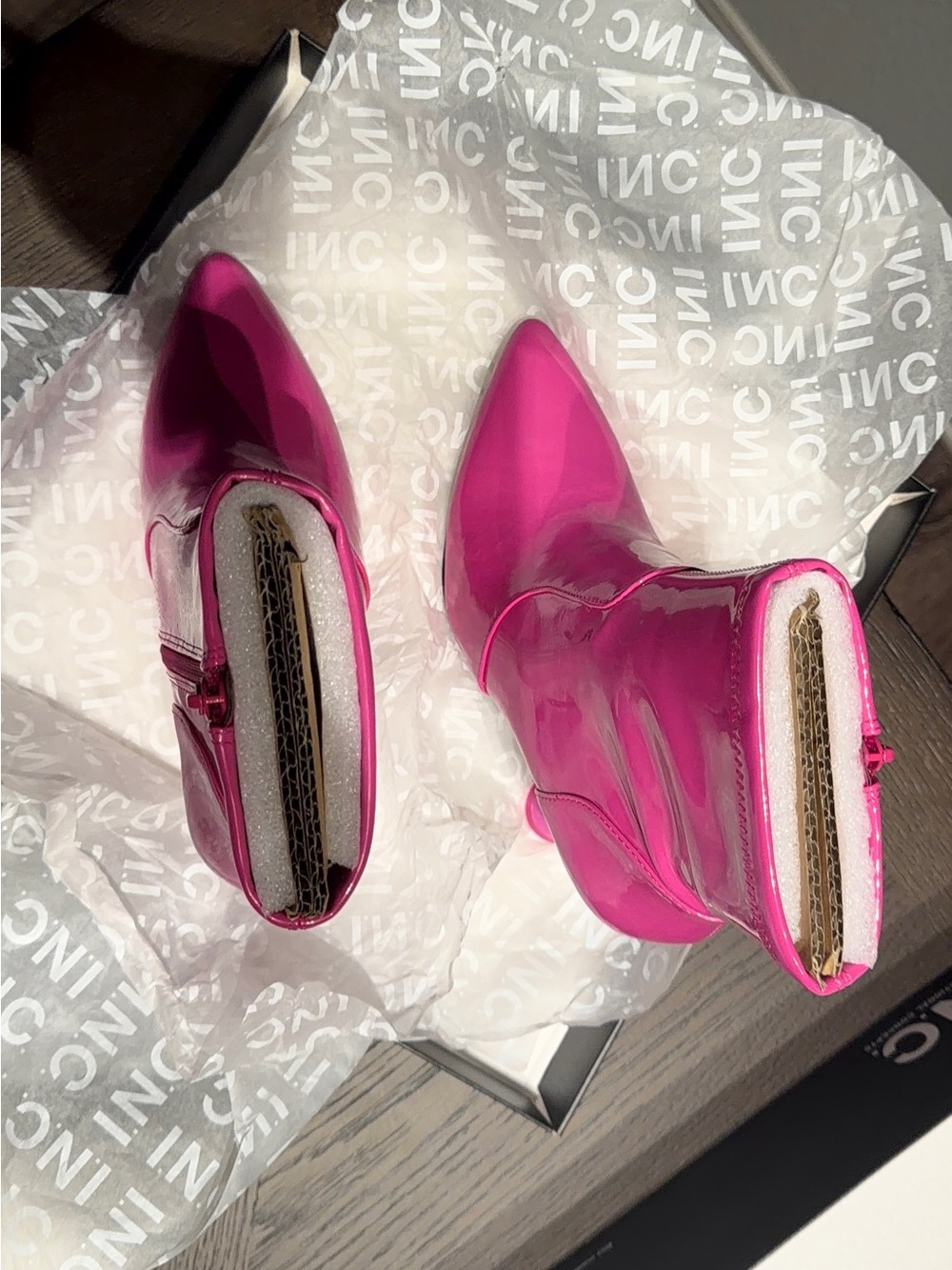 INC International Concepts Hot Pink Patent Pointed Ankle Boots